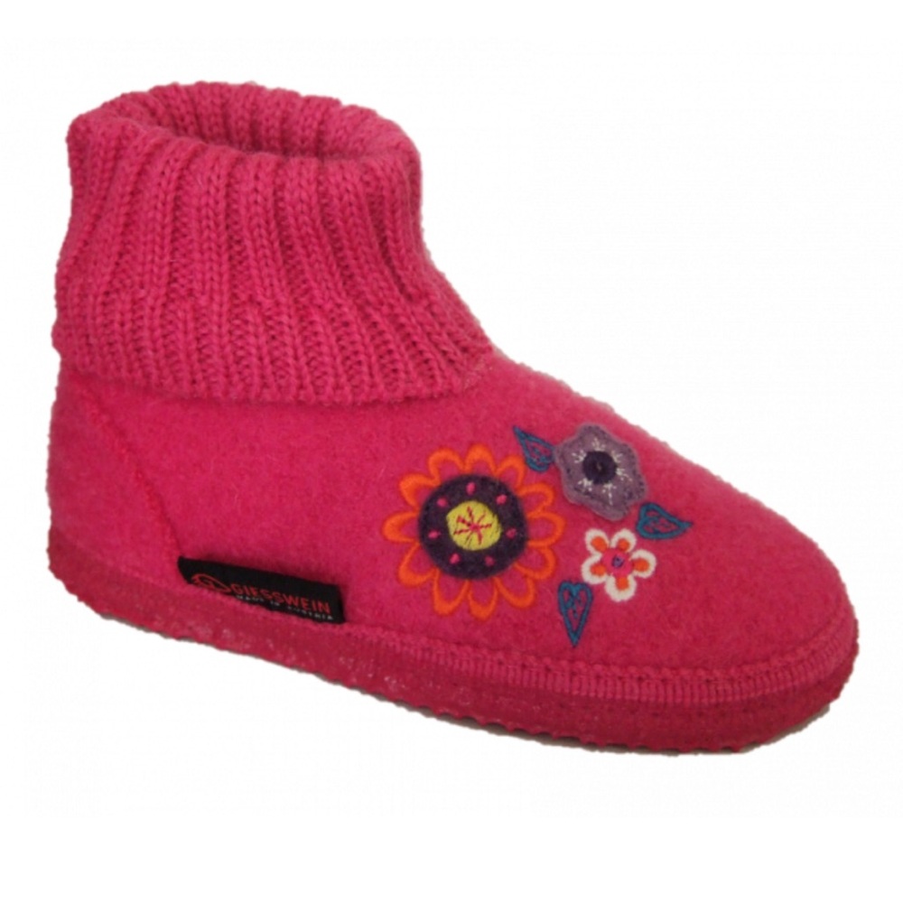Giesswein Klixbull pink embroidered slippers 11c